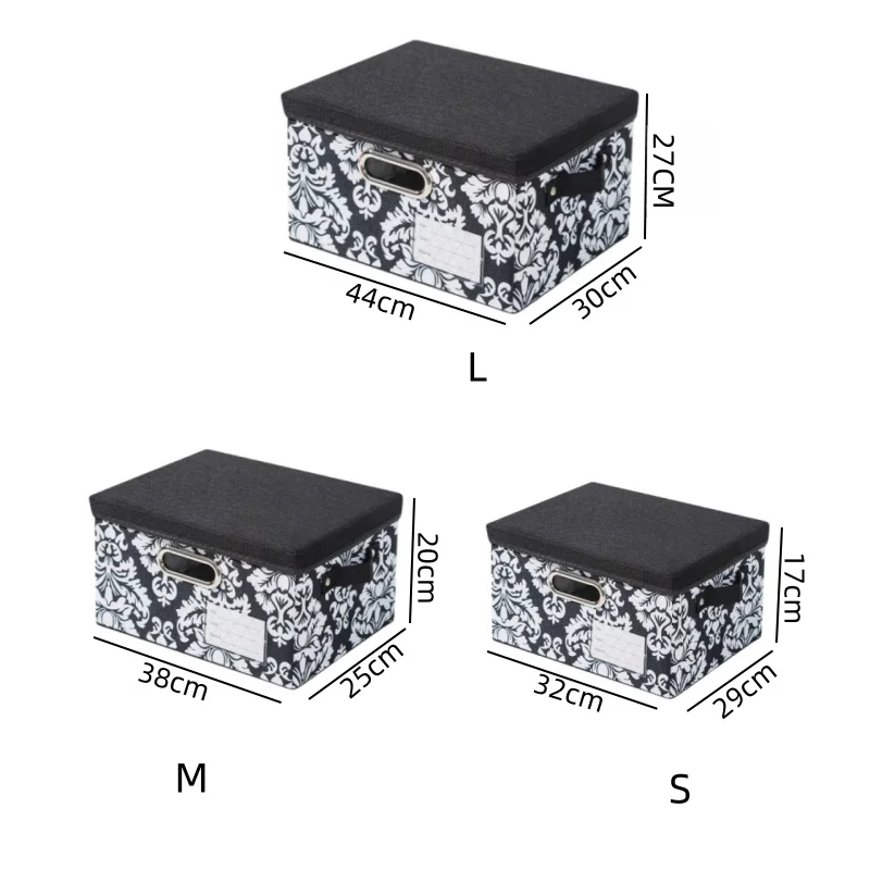 Multi-Size Washable Printed Fabric Foldable Storage Bins Box Folding Cloth Organizer Collapsible Storage Box with Cover