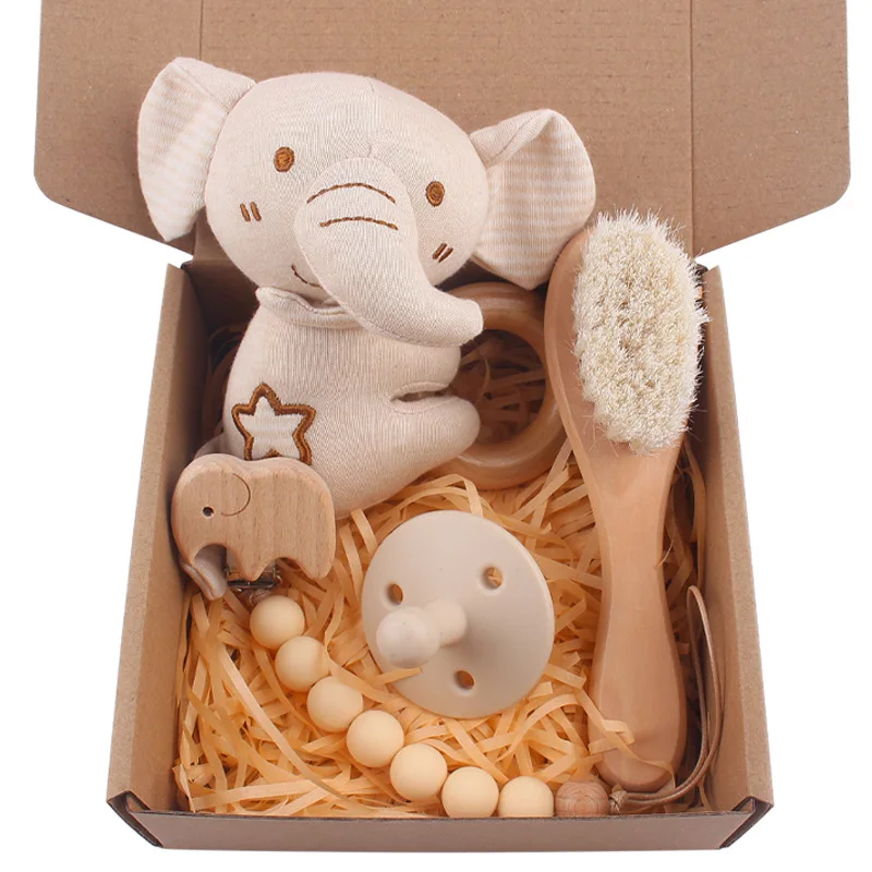 Cartoon Lion Ring Tooth Glue Brush Pacifier Chain Four Piece Set Pacifier Clips Chain Set Baby Gym Molar Bracelet