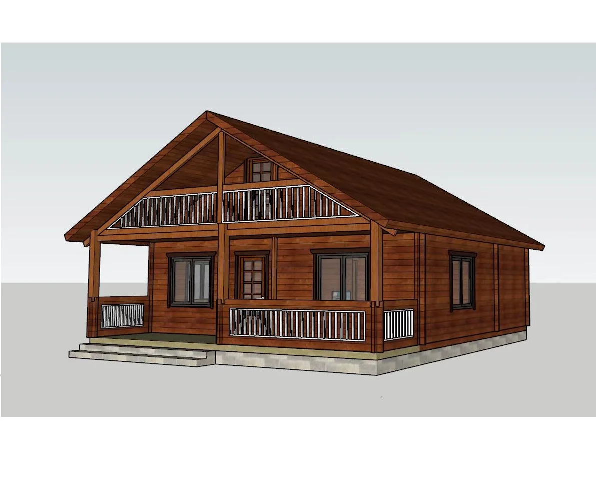 2 storey 4 bedrooms prefab log cabin/chalet/wooden house for family living