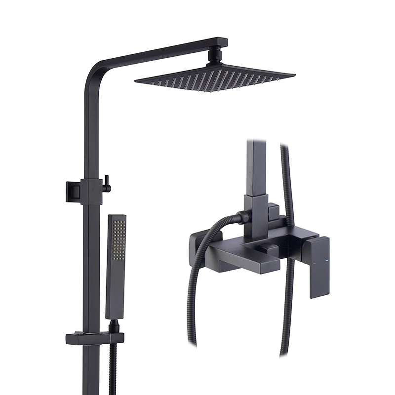 Wall Mounted 2 Hole Brass Waterfall Bathtub Bath-Shower Shower Faucet Mixer Shower Head Kits Robinet Baignoire With Holder