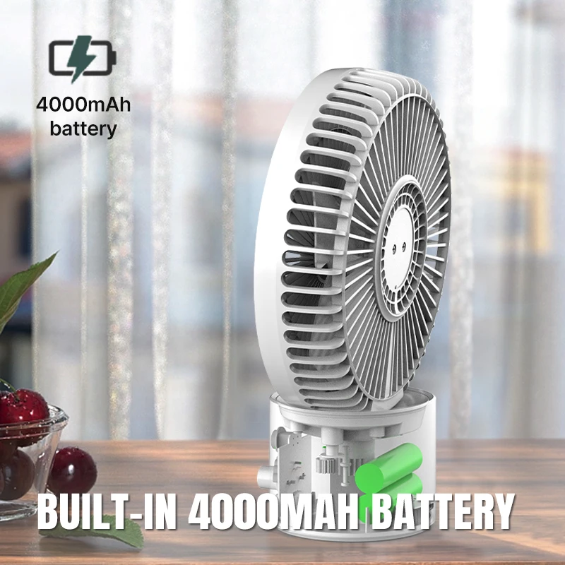 Summer Camping 1800mAh Portable Air Cooling USB Mini Rechargeable Small High Speed Table Fan