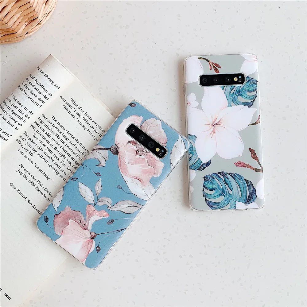Matte Vintage Flowers Floral Silicone Phone Cases for Samsung S21 Ultra S20 Note 20