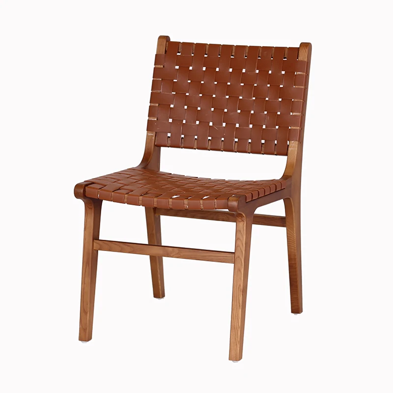 Современная дизайнерская мебель для отеля, кожаный тканый стул с седлом лошади, столы с рамой из массива дерева, обеденный стул, набор для кафе, ресторана