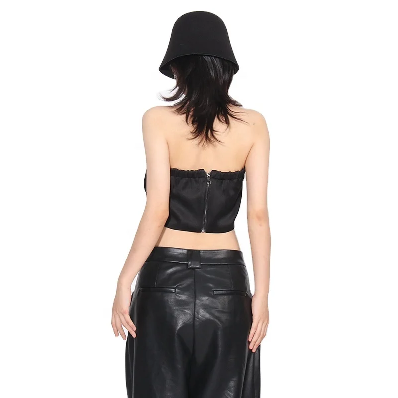 TWOTWINSTYLE Elegant Patchwork Appliques Slimming Vest Sleeveless Backless Vest For Women