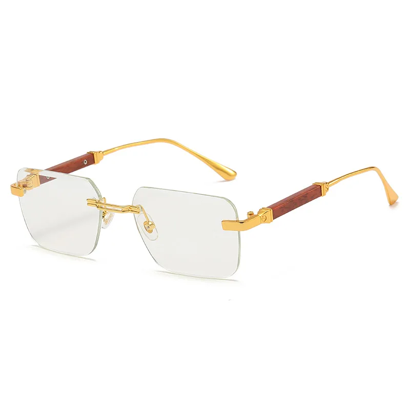 Fashion classic luxury metal frames high quality retro rimless sunglasses men women 2023 ins square eyeglasses custom