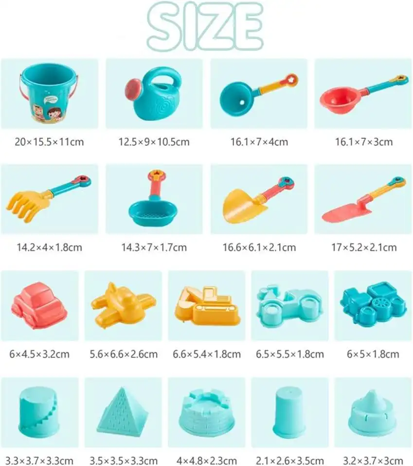 18 piece sand toy set for children sand toy beach sandpit set with bucket shovel sand moulds watering can for children boys