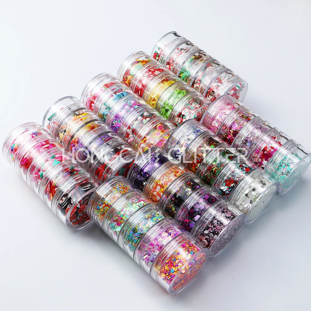 bulk 5-layer conjoined clear bottle packing chunky glitter and Sprinkle Polymer Clay