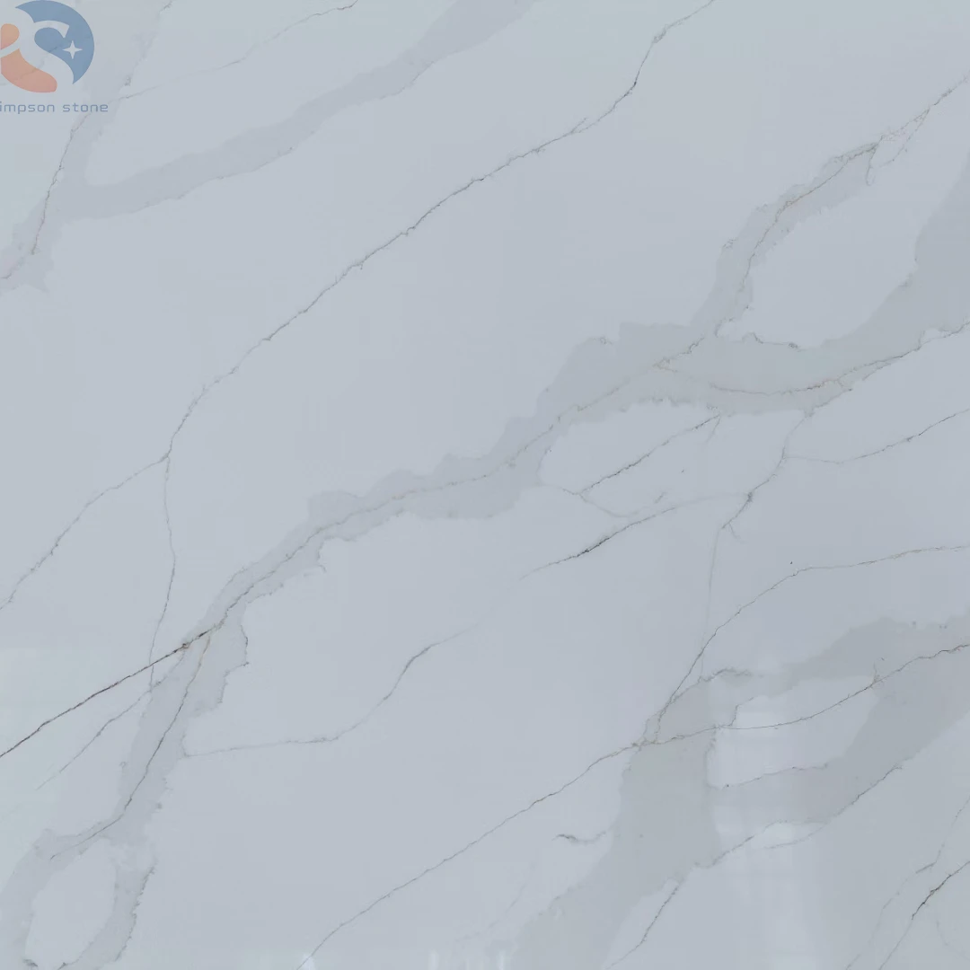Оптовая продажа Высококачественная Белая кварцевая каменная плита Calacatta искусственный камень для кухонной