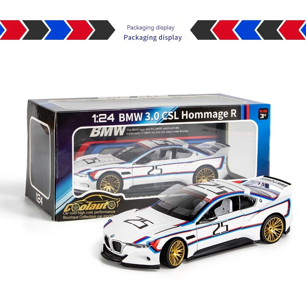 Модель 1:24 BWM CSL 3 0 Hommage R металлические игрушечные машинки со звуковым и световым откатом украшение Coche modelo del metal