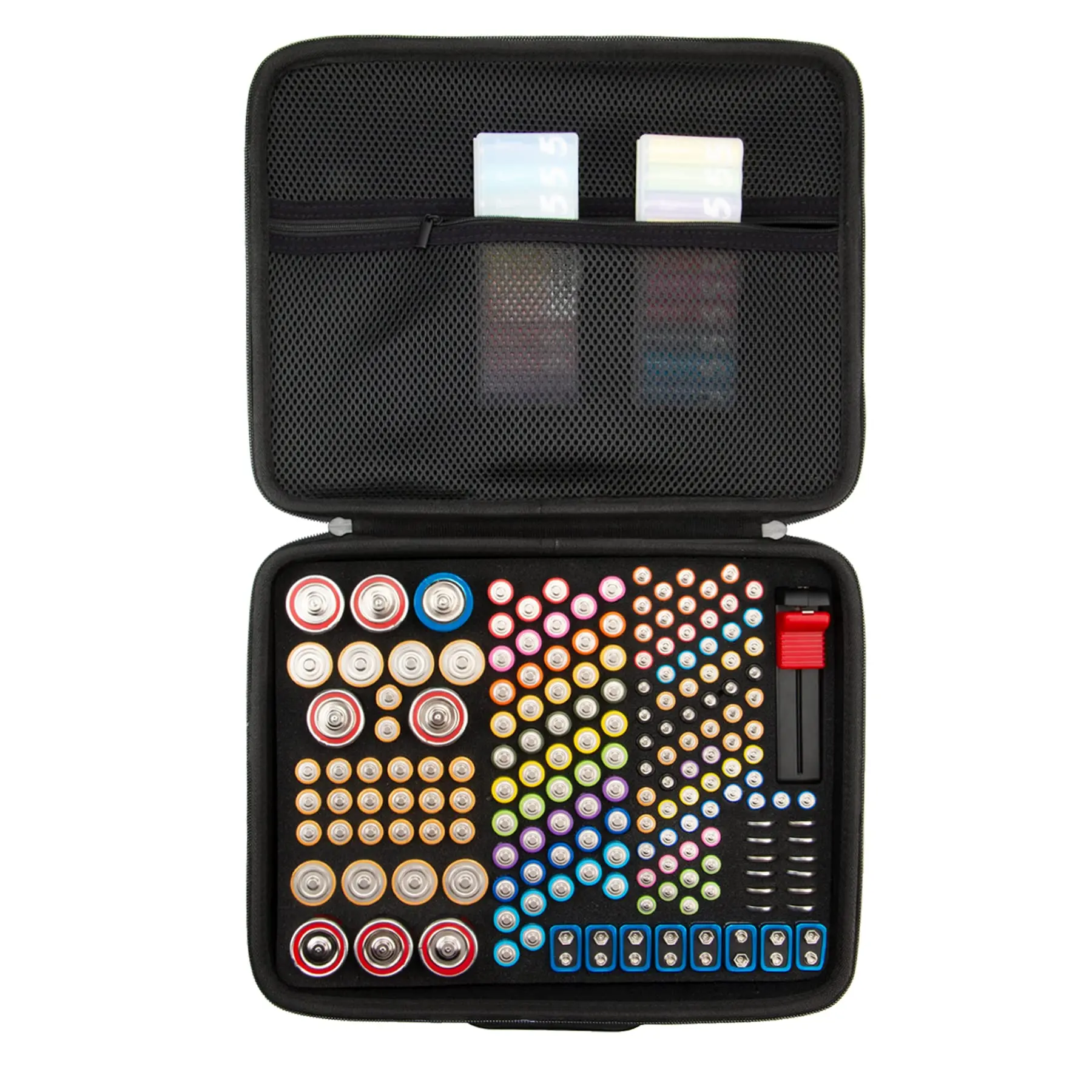 Hard Battery Organizer Carrying Case Bag Holds Batteries AA AAA C D 9V 3V Battery Tester Storage Case