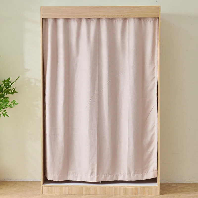 VIC Bedroom Wood Closet Panel Sliding Rail Curtain Dust Cabinet Open Cloth No Door Cover Mirror Perforation-Free Open Wardrobe