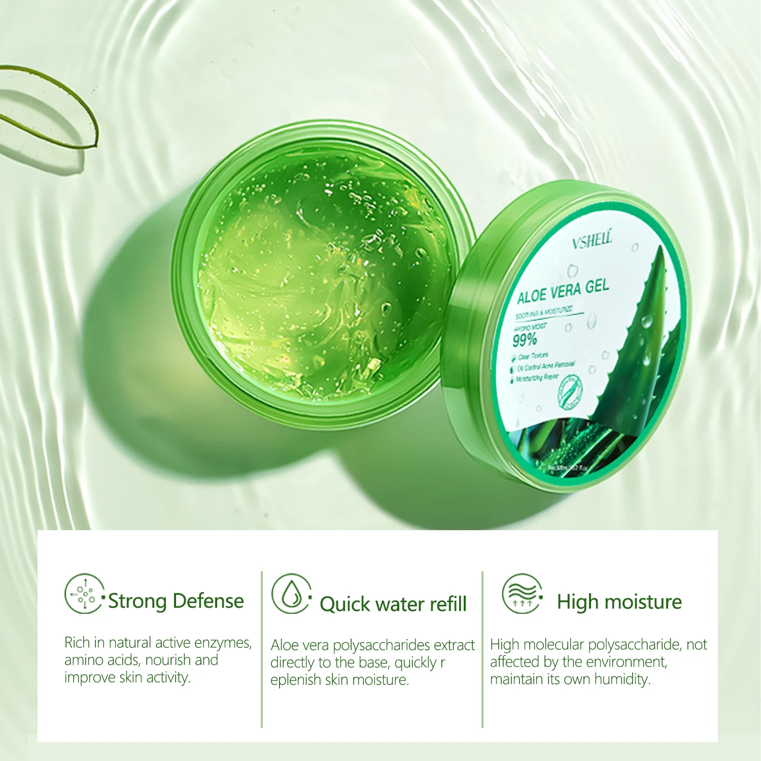 Smoothing Aloe Vera Gel Face Care Moisturizing Face Cream Natural Organic 99% Pure Aloe Vera Gel