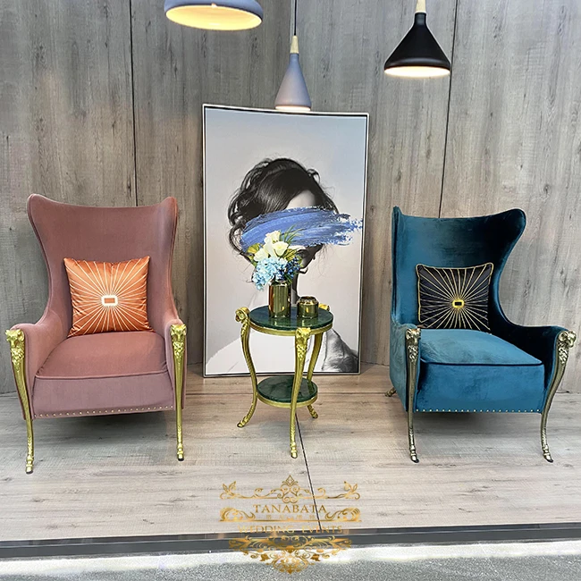 
luxury hotel living room velvet high back lounge chair modern leisure chairs 