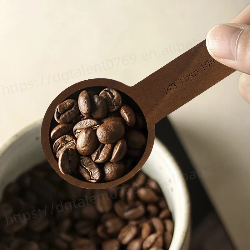 Tailai 2024 Natural Beech Wood Spoon 2-In-1 Bags Measuring Spoon Wood Coffee Scoop with Bag Clip with Good Quality for Kitchen