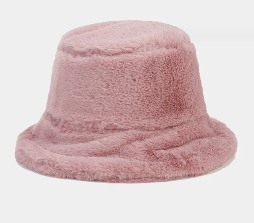 Winter Warm Blank Bucket Hat Extra Soft Fur Bucket Hats Adjustable Furry Bucket Fisherman Hats