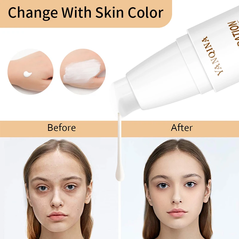 korean Private Label Color Changing Foundation Makeup Brighten Waterproof Full Coverage Foundation all day flawless