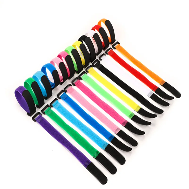 Cable strap with logo Reusable cinch strap hook loop cable ties Blue 1.5x10inch Hook and Loop cable ties hook loop belt