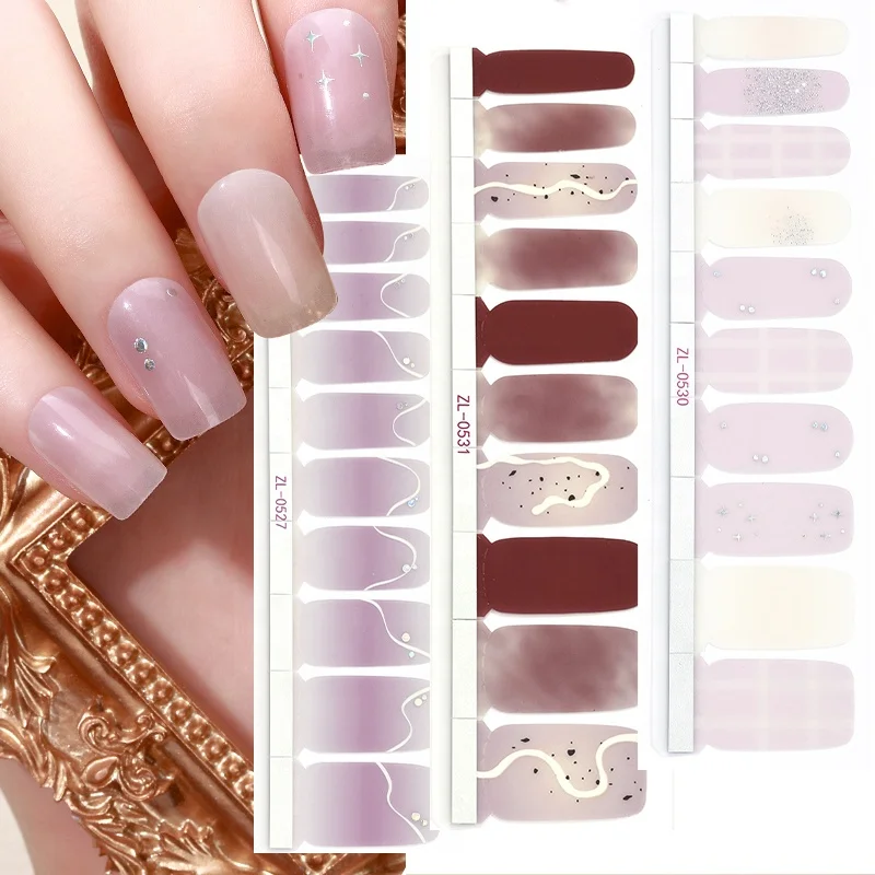Top Sale Products 2023 Stickers Nail Art Artificial 20 Tips Nail Gel Strip  Nails Sticker UV For Girls