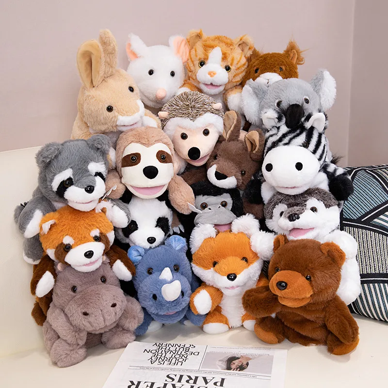 Wholesale soft kawaii stuffed cartoon wild animal plush  Hand Puppets For Toddlers