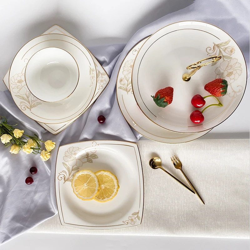 2022 hot sale crockery set tableware ceramic fine bone china dinnerware sets tableware luxury porcelain