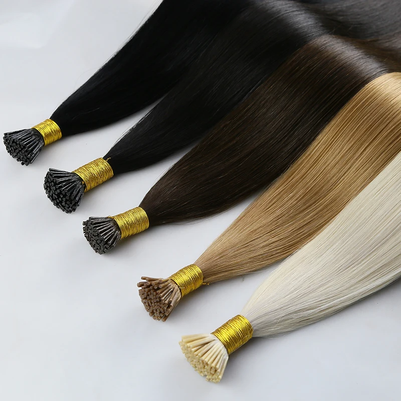 Keratin extension hair remy Brazilian i tip human hair vendors unprocessed virgin raw Indian i tip hair extensions wholesale