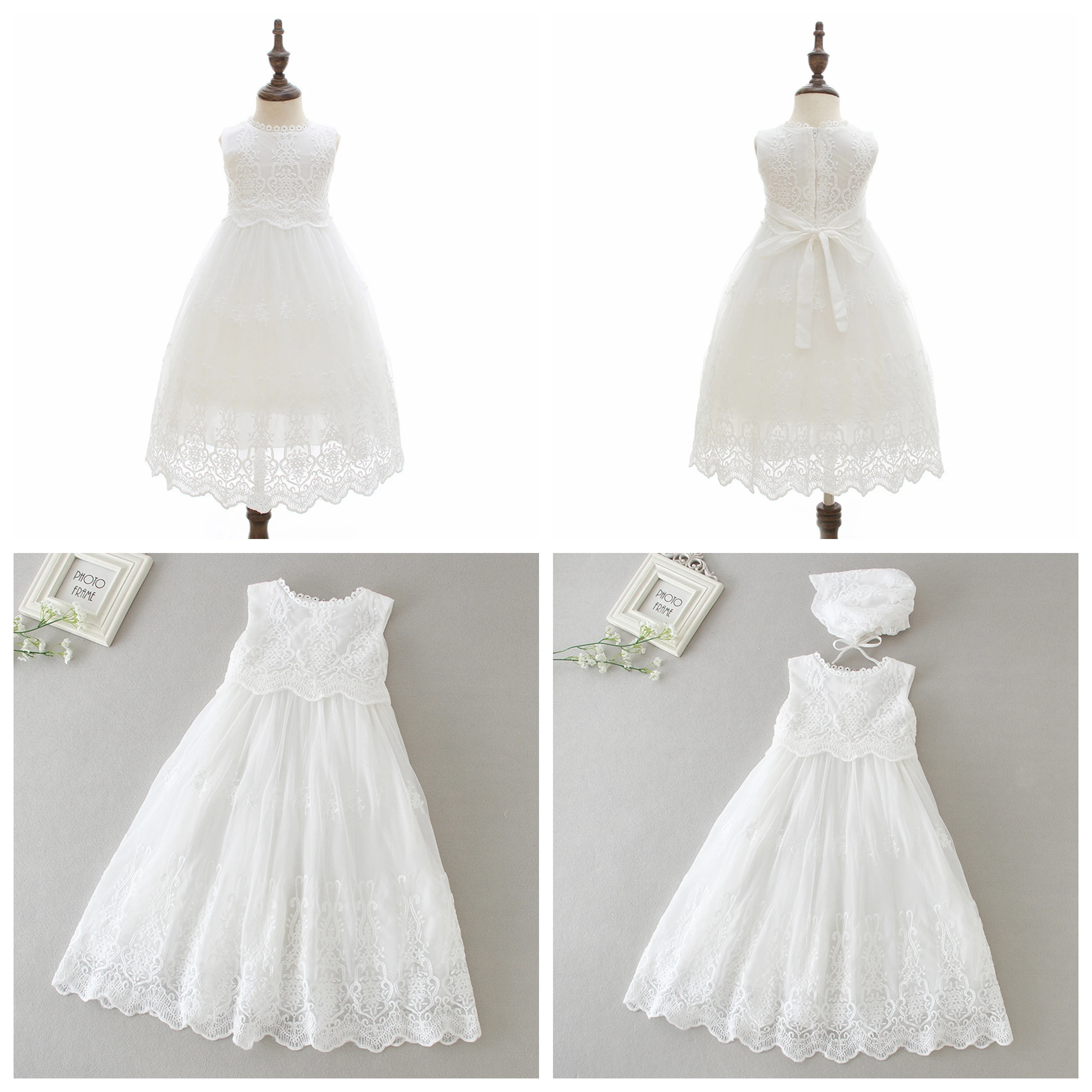 Hot sale newborn baptism dresses sets ins infant first communion baptism dresses toddler baby girl elegant white baptism dresses