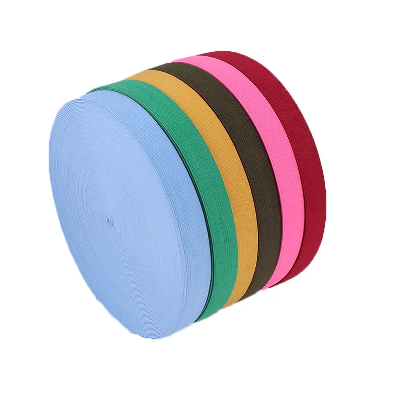 Heavy duty colourful elastic webbing tape stretch knitted elastic band for clothing