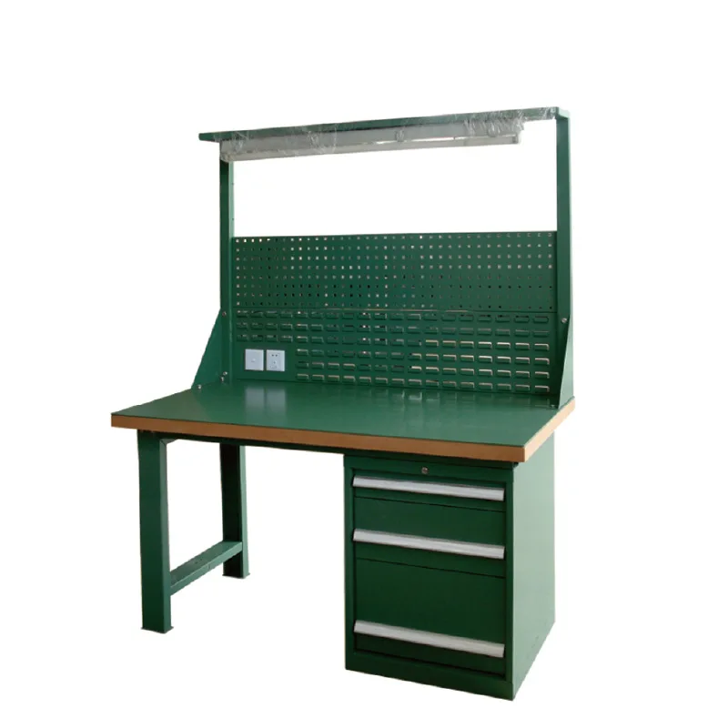 OEM Custom Steel Metal Iron Optional desktop ESD Industrial Factory Workbench with drawer parts hang on board
