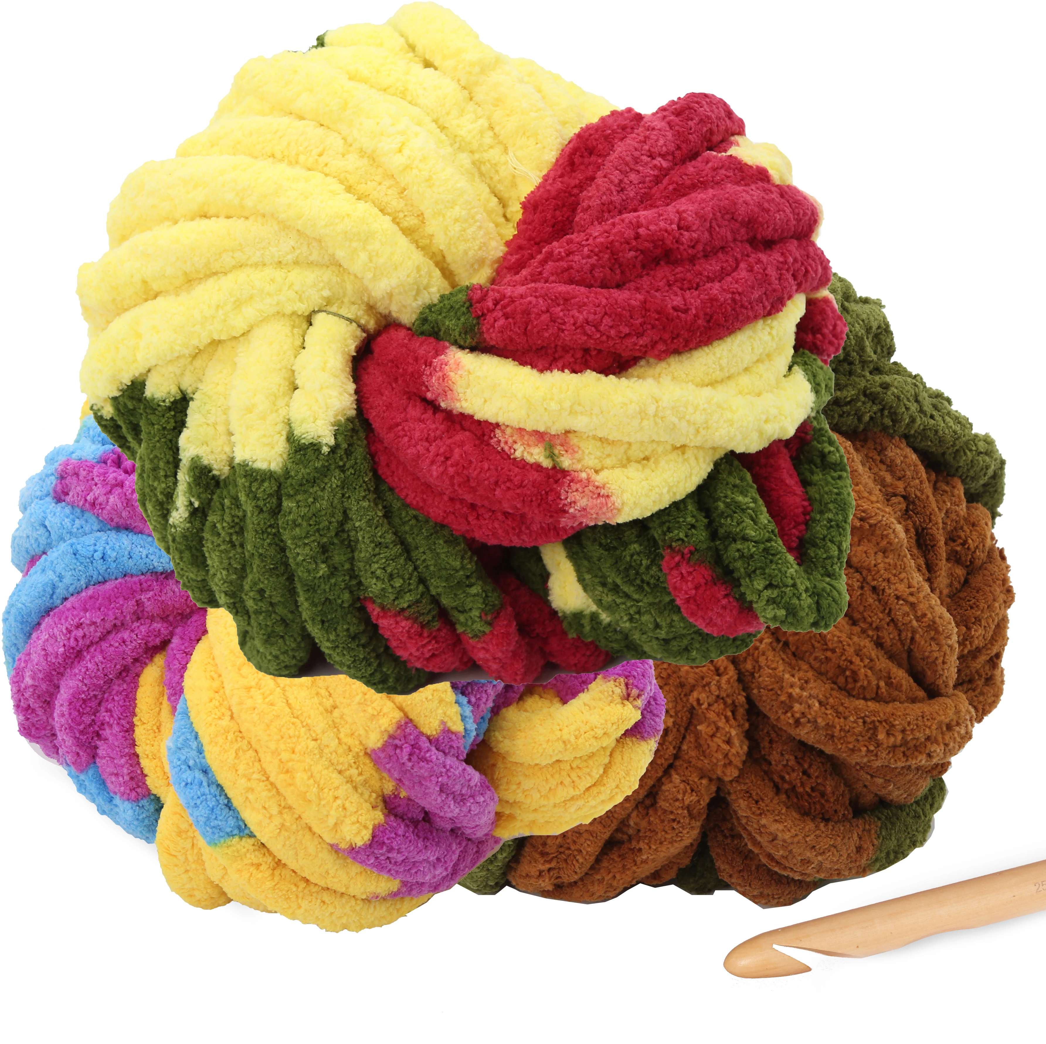 China Manufacturer Wholesale Chenille Chunky Yarn Handmade Throw Big Blanket For