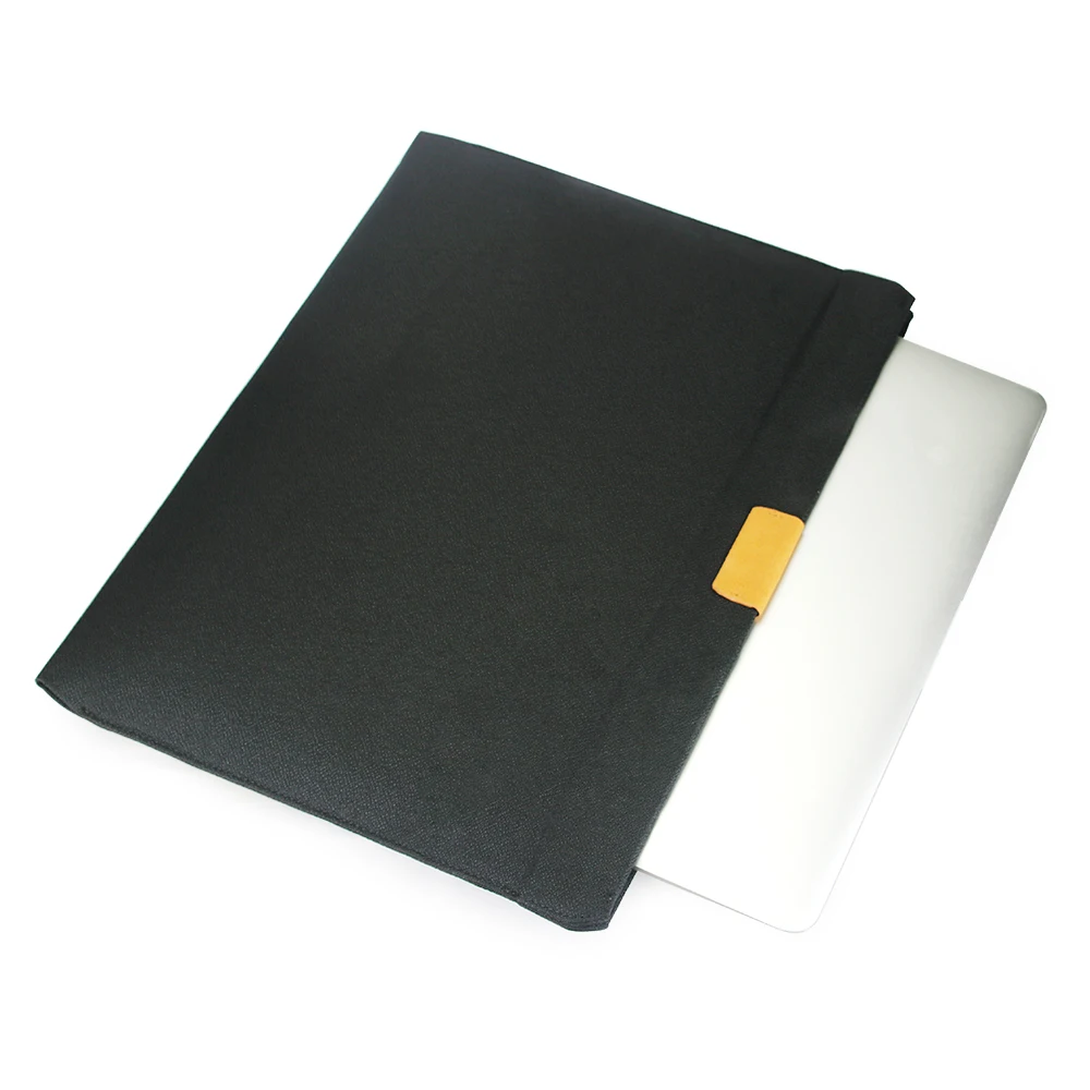 Customized premium quality tablet carrying sleeve universal magnet cowhide leather laptop sleeve