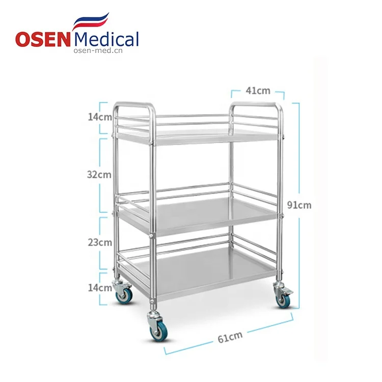 OSEN-HT102 Quality Assurance rail wheels stainless steel trolley for hospital