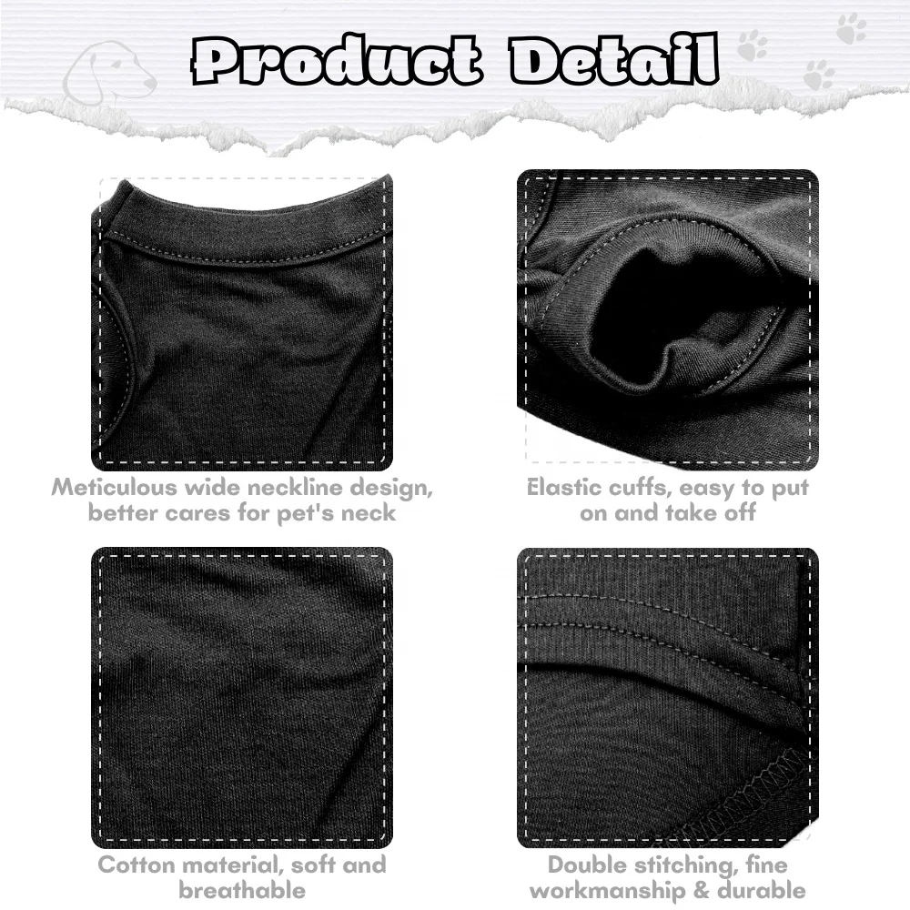 Wholesale 11 Colors Summer Dog T Shirts 100% Cotton Pet Blank Tshirt for Dogs and Cats