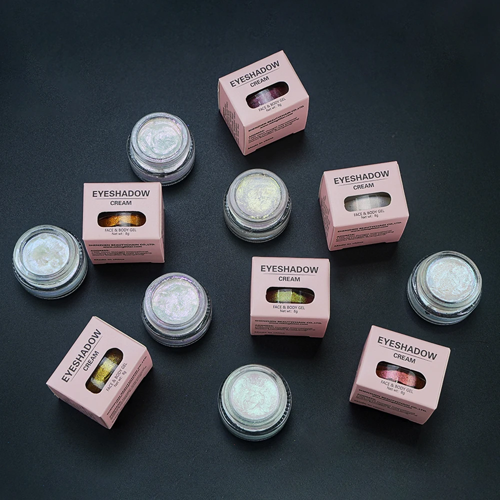 MLM Custom Makeup Jelly Eyeshadow Gel Luminous Cream Bright Highlighter Chromic Rainbow Metallic Shimmer Matte Glitter Eyeshadow