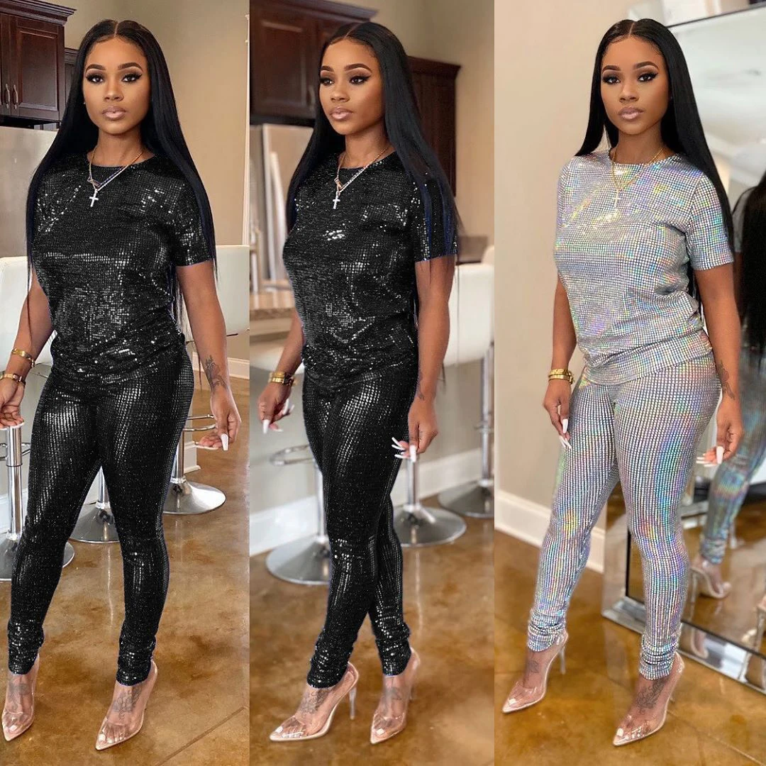 wholesale Casual  two-piece Set women Short sleeve Pencil pants suit