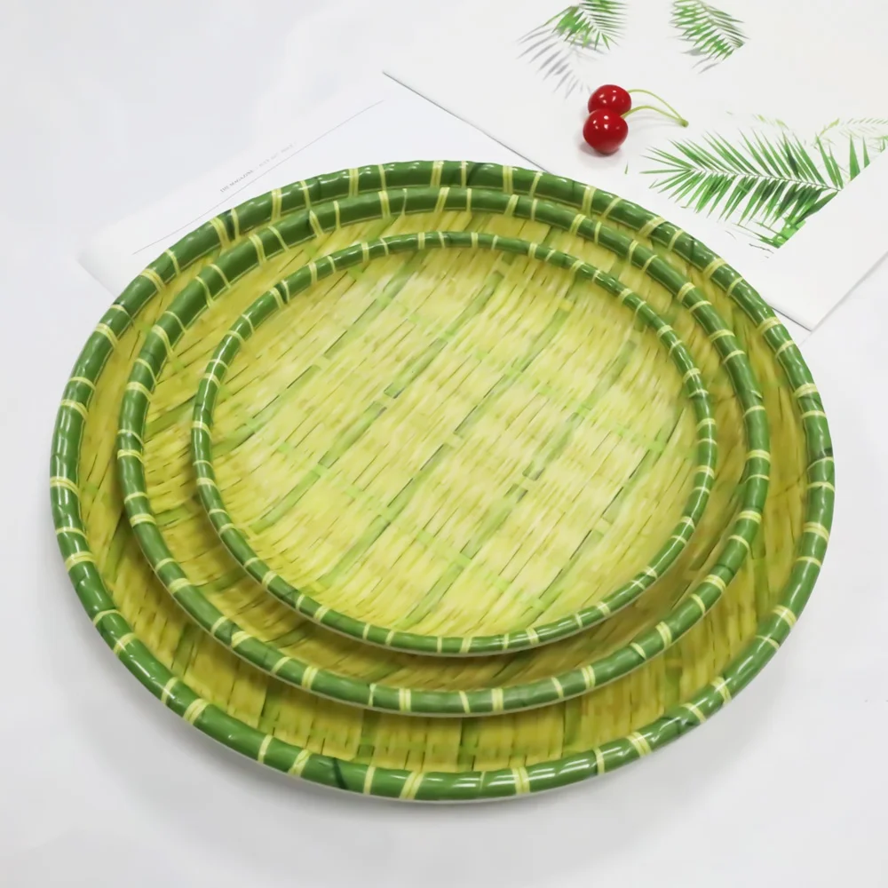 Индивидуальный классический дизайн круглые прочные 8/10/12 дюймов бамбуковые многоразовые тарелки для меламиновой посуды