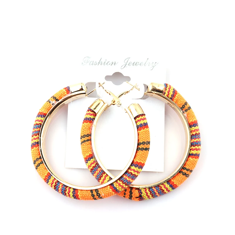 New arrival Women Tribal African Fabric Hoop Earrings
