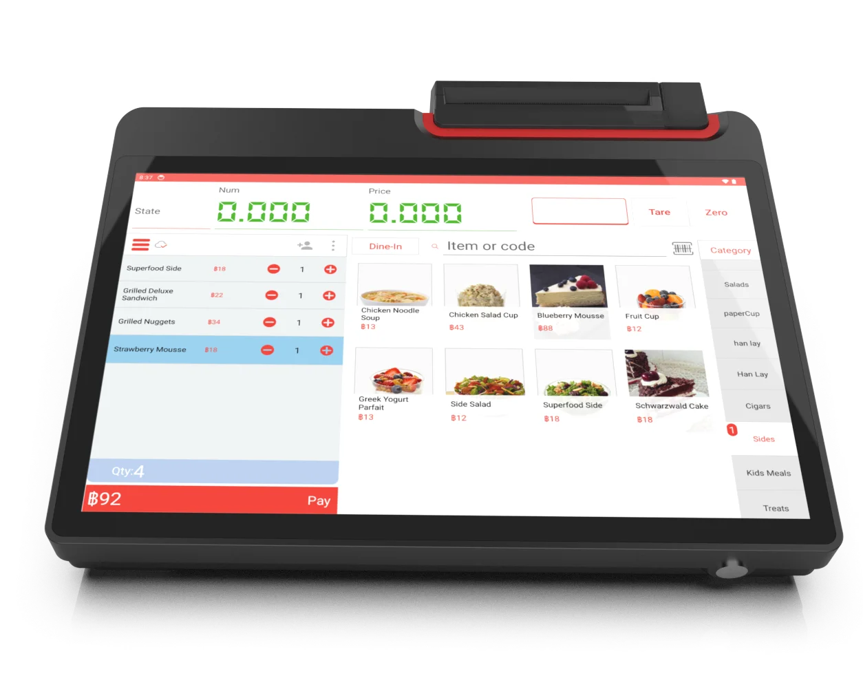 Hot Sale 11.6/12.5 Inch HD 1080P IPS Screen POS System Touch Panel Cash Register Machine with 58/80mm Built-In Thermal Printer