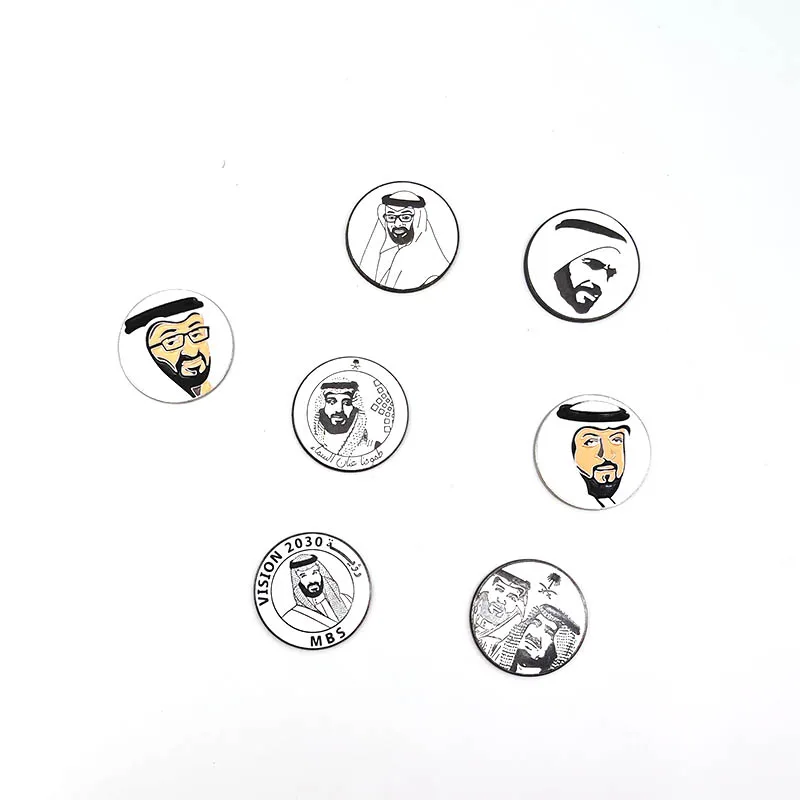 Customized UAE Bahrain Oman Qatar Pakistan Saudi Arabia Vision 2030 MBS Magnet Sticker Logo Badge Pin Keychain Keyring Keycoever