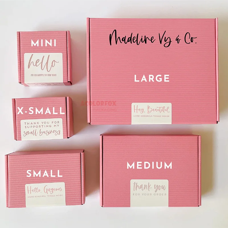 Recyclable Cardboard Boxes for Cosmetic Lash Packaging Corrugated Pink Mailer Shipping Box With Custom Logo