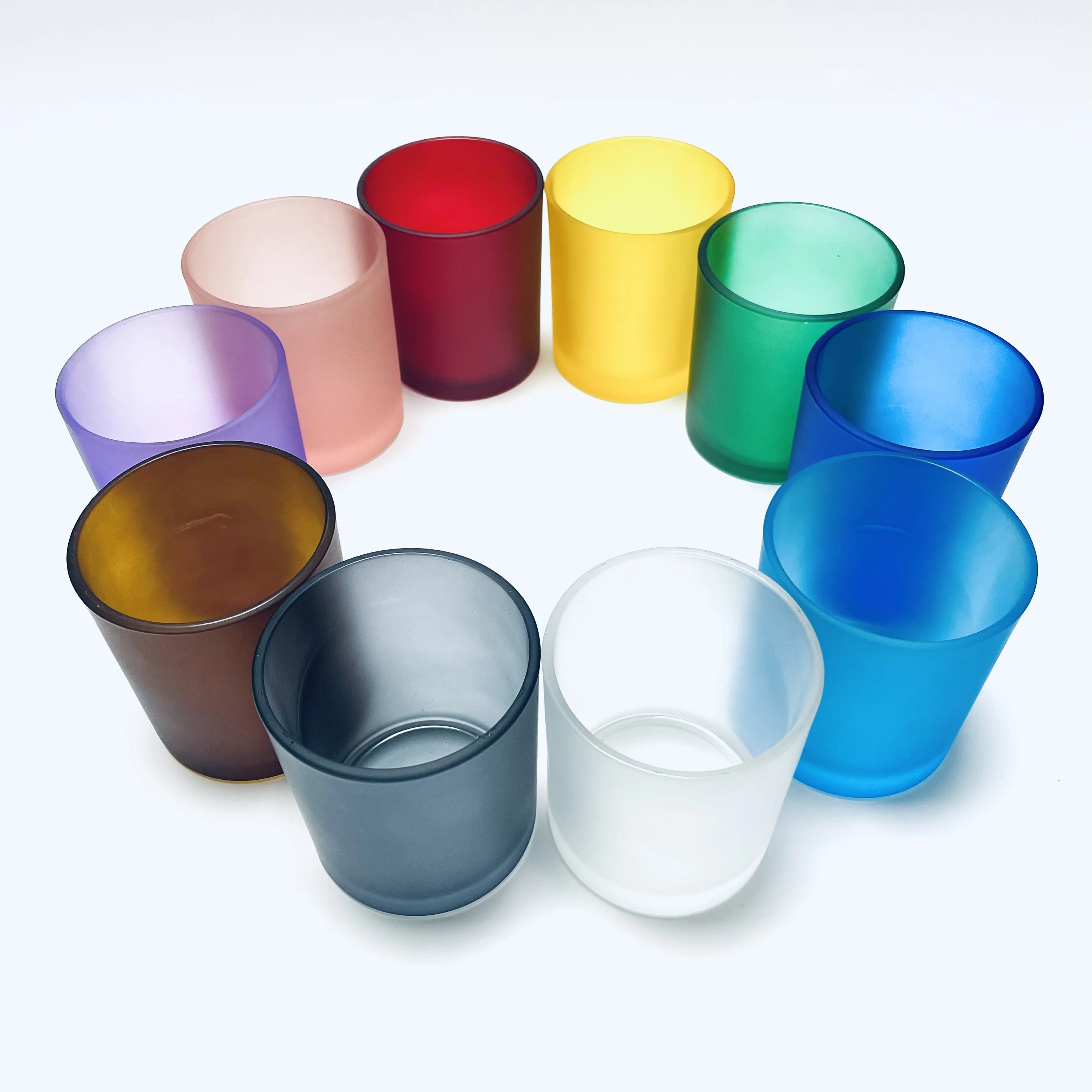 Wholesale7oz 10 oz 14 oz colored scented candle in glass jars with wooden lid customizable borosilicate glass candle jar