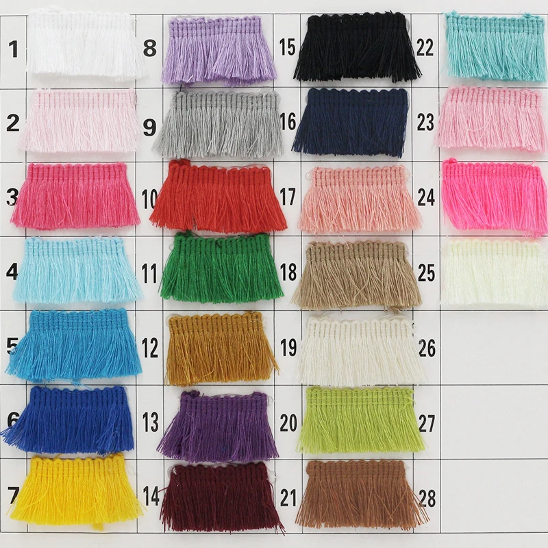 Factory Custom 2.5cm Multi-Color Polyester Trim Fringe Tassel Fringe Trim Garniture Trimming for Curtain