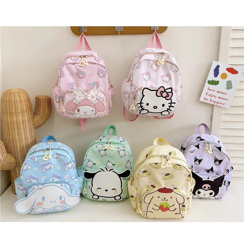 Cartoon My Melodyed Cute Kid Backpack Anime Kawaii Cartoon Leather Kids Girls Sanrioed School Bag for Holiday Gift