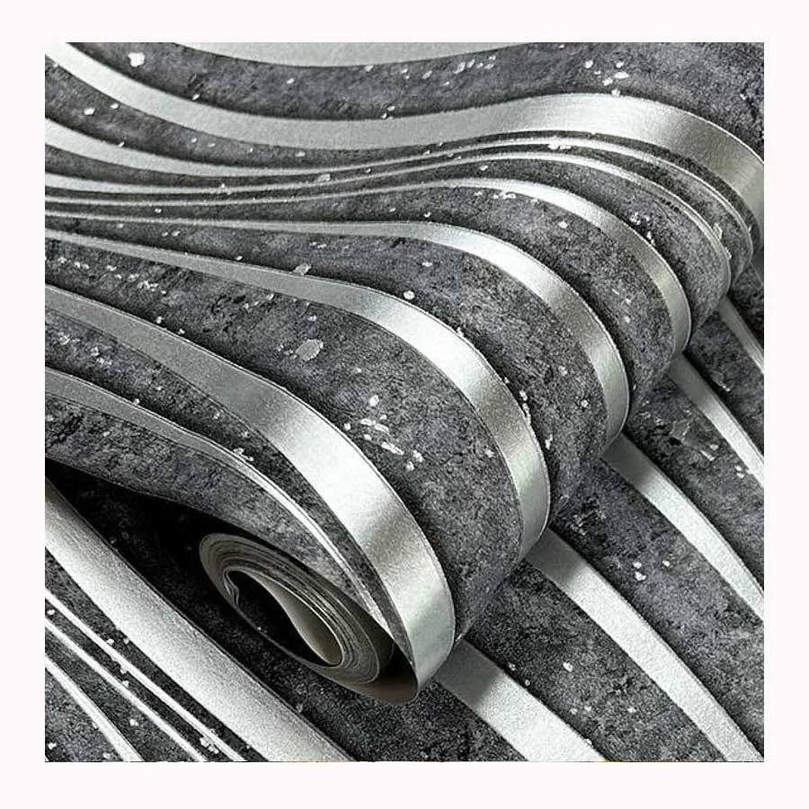 High Quality with Low MOQ Geometric Abstract Wave Stripes PVC Wallpaper Modern Wallcovering for Home