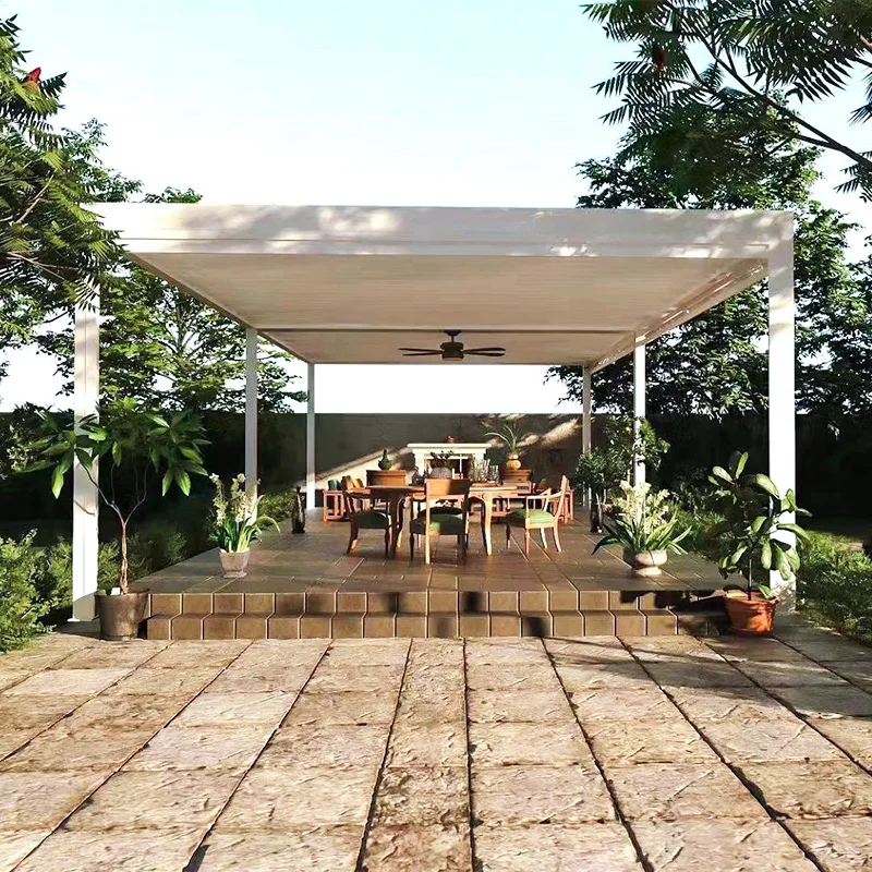 Aluminum Frame Outdoor Patio Roofing Pavilion Wall Mounted  Free Standing Canopy Customized Louvered Pergola 3x4m