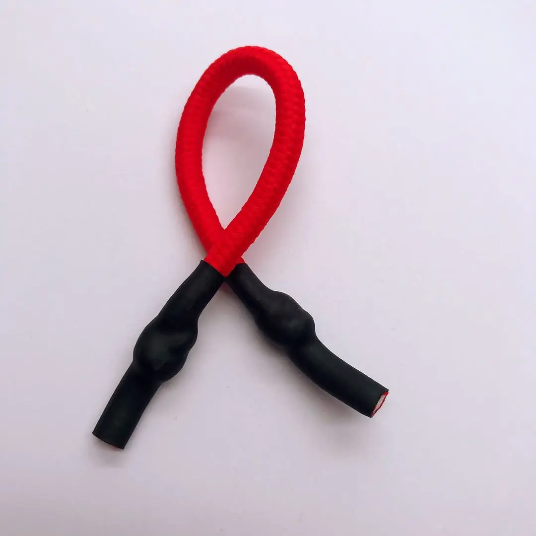 5mm red round cotton  drawstring cord with heat shrink tubing  knotted tips