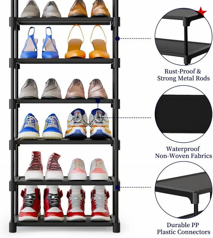 Shoe Rack Sneaker Storage Organizer Cabinet Tower With Non-woven Fabric Cover