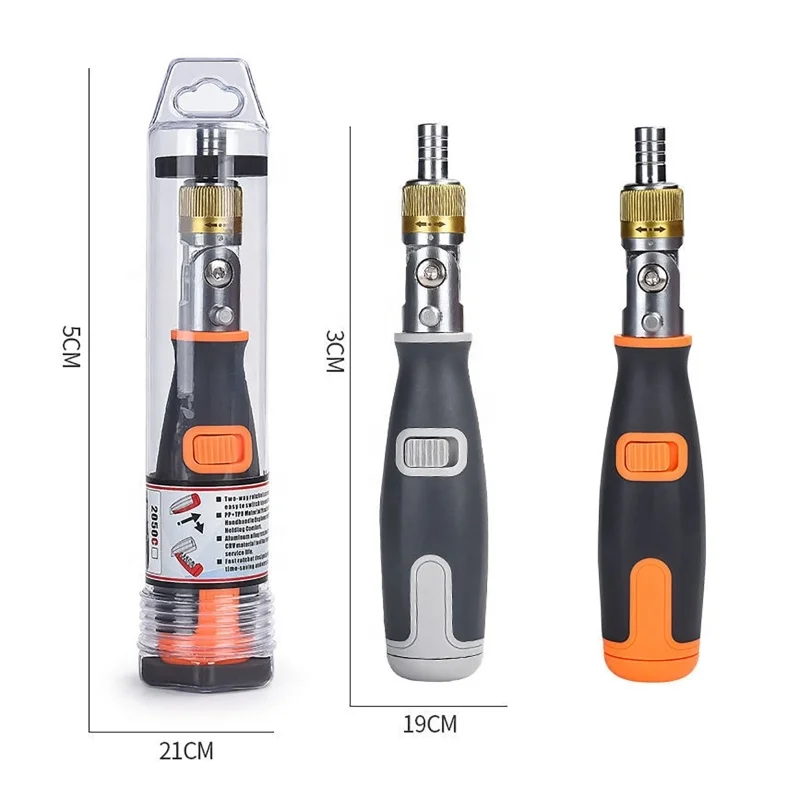 Two-Way Ratchet Screwdriver With 10 Bits Multi-Angle Ratcheting Screwdriver Set Household Tool Set (Custom Logo Packaging Accept