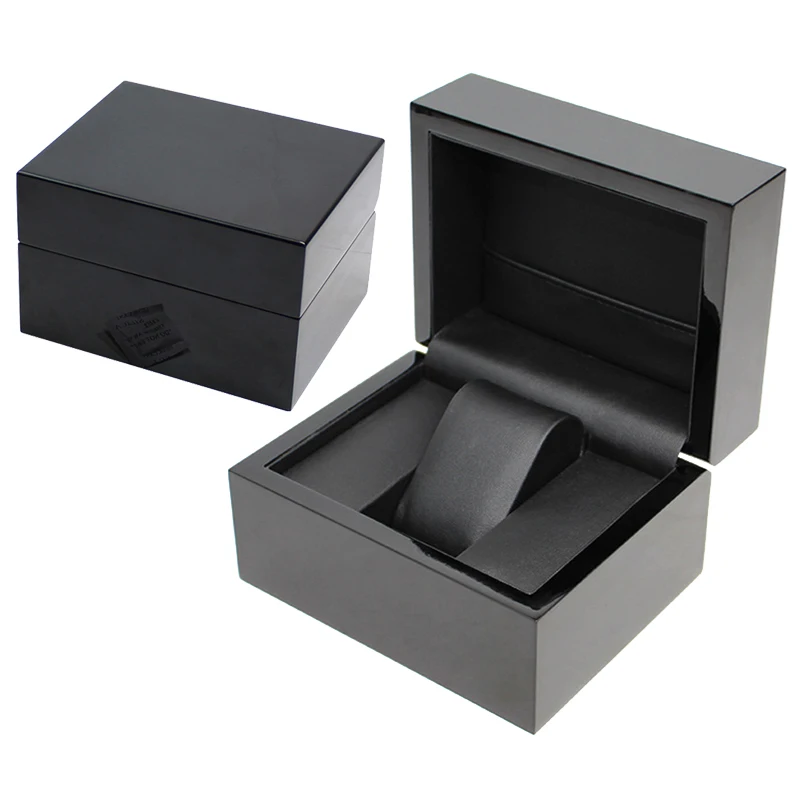 Wholesale luxury black paint 1 slot watch box single watch case wood