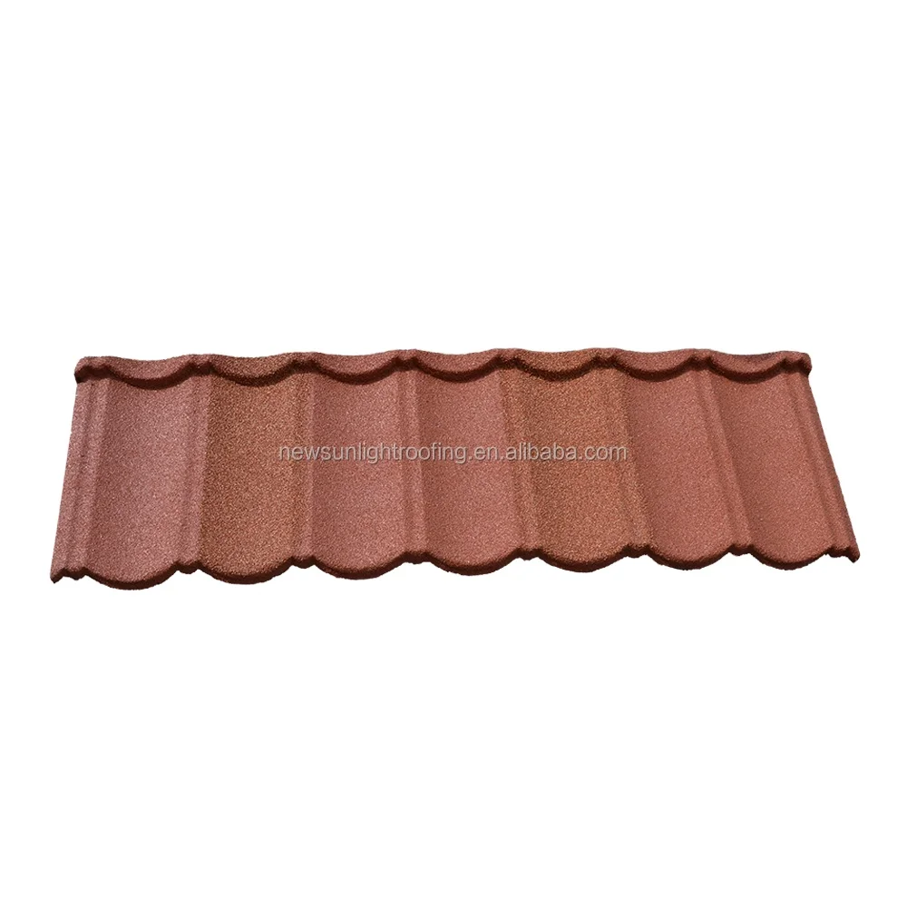Burundi Comoros Djibouti Spanish Red Color Roofing Tile for Villa  Stone Coated Roof Sheet / Metal Building Material Price
