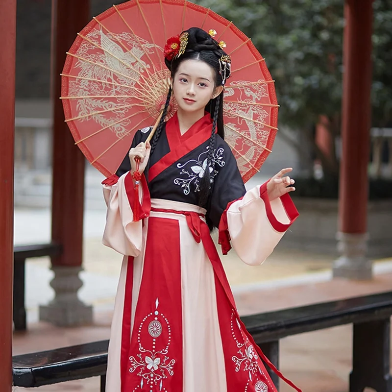 Wholesale Ancient Long-Sleeved Embroidery National Dress Adult Women Hanfu Chinese traditional